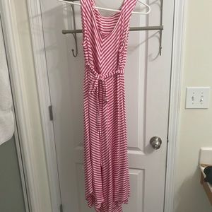 Pink and white high low maternity dress